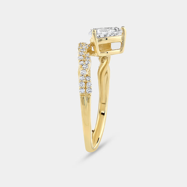 Gilded 3/4 Carat Lab-Grown Diamond Pear-Shaped Modern Bridal Ring