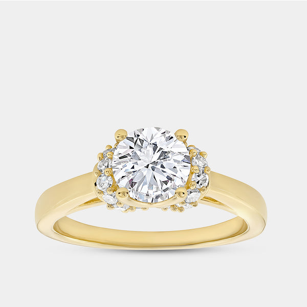 1 and 1/5 Carat Lab-Grown Diamond Solitaire Plus Engagement Ring with Round-Shaped Accents and a Classic Shank — GILDED New York