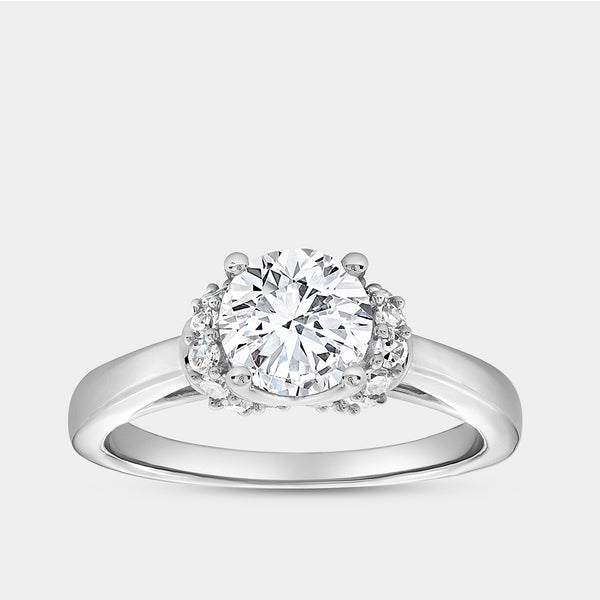 1 and 1/5 Carat Lab-Grown Diamond Solitaire Plus Engagement Ring with Round-Shaped Accents and a Classic Shank — GILDED New York
