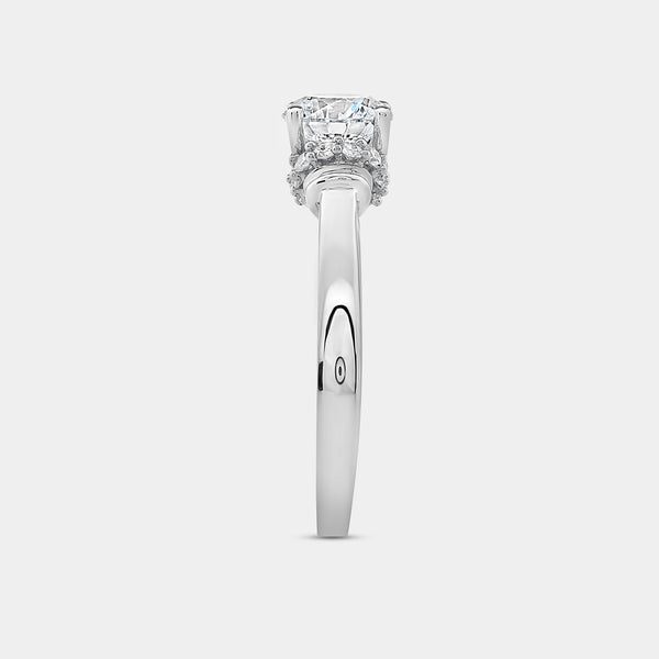 1 and 1/5 Carat Lab-Grown Diamond Solitaire Plus Engagement Ring with Round-Shaped Accents and a Classic Shank — GILDED New York