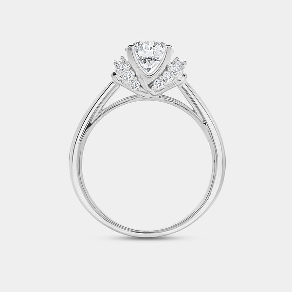 1 and 1/5 Carat Lab-Grown Diamond Solitaire Plus Engagement Ring with Round-Shaped Accents and a Classic Shank — GILDED New York
