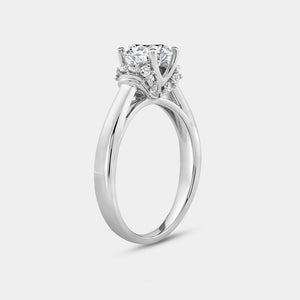 Gilded 1 and 1/5 Carat Lab-Grown Diamond Solitaire Plus Engagement Ring with Round-Shaped Accents and a Classic Shank