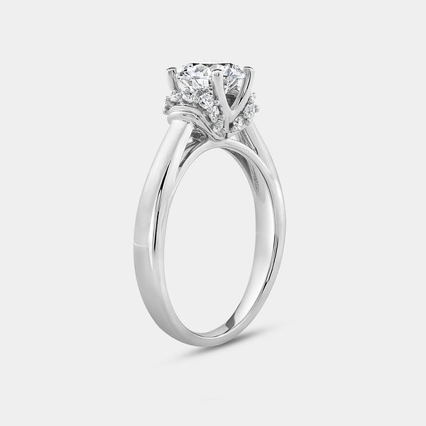 1 and 1/5 Carat Lab-Grown Diamond Solitaire Plus Engagement Ring with Round-Shaped Accents and a Classic Shank — GILDED New York