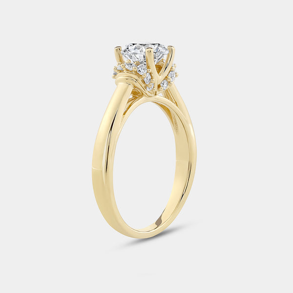 1 and 1/5 Carat Lab-Grown Diamond Solitaire Plus Engagement Ring with Round-Shaped Accents and a Classic Shank — GILDED New York