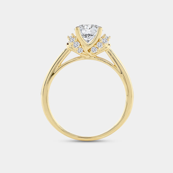 1 and 1/5 Carat Lab-Grown Diamond Solitaire Plus Engagement Ring with Round-Shaped Accents and a Classic Shank — GILDED New York