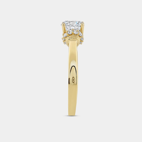 1 and 1/5 Carat Lab-Grown Diamond Solitaire Plus Engagement Ring with Round-Shaped Accents and a Classic Shank — GILDED New York