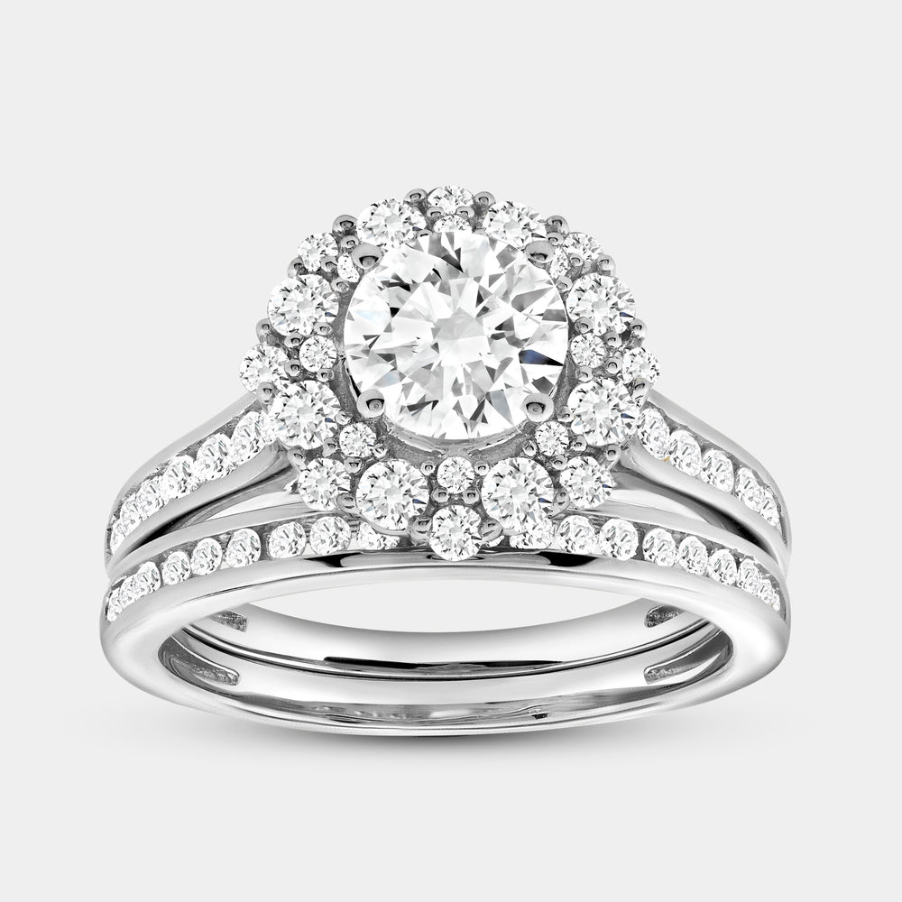 Gilded 2 Carat Lab-Grown Diamond Round-Shaped Engagement Ring Set
