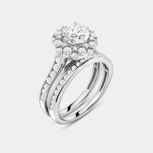 Gilded 2 Carat Lab-Grown Diamond Round-Shaped Engagement Ring Set