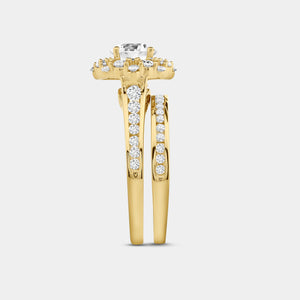 Gilded 2 Carat Lab-Grown Diamond Round-Shaped Engagement Ring Set