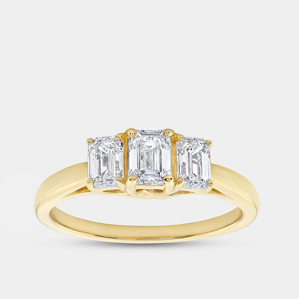 1 Carat Lab-Grown Diamond Emerald-Cut Three-Stone Ring — GILDED New York
