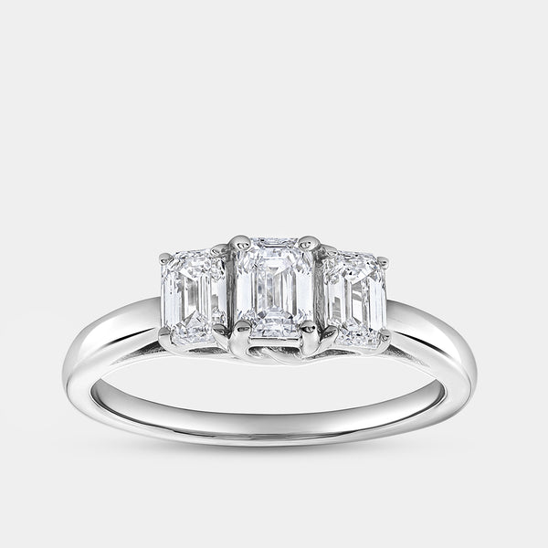 1 Carat Lab-Grown Diamond Emerald-Cut Three-Stone Ring — GILDED New York