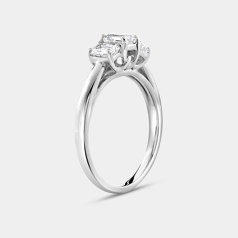 Gilded 1 Carat Lab-Grown Diamond Emerald-Cut Three-Stone Ring