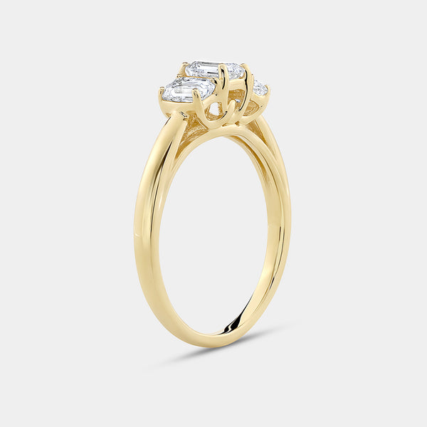 1 Carat Lab-Grown Diamond Emerald-Cut Three-Stone Ring — GILDED New York