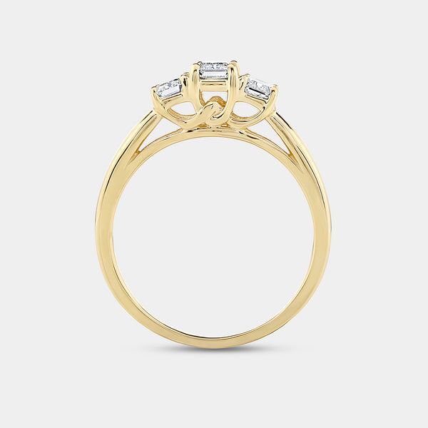 1 Carat Lab-Grown Diamond Emerald-Cut Three-Stone Ring — GILDED New York