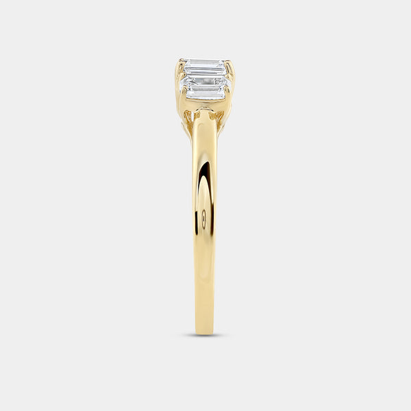 1 Carat Lab-Grown Diamond Emerald-Cut Three-Stone Ring — GILDED New York