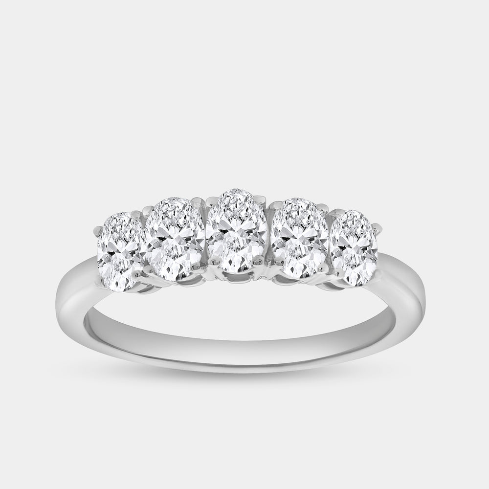 Gilded 1 Carat Lab-Grown Diamond Oval-Shaped Five-Stone Ring