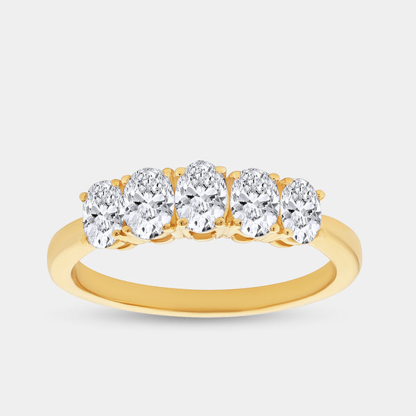 1 Carat Lab-Grown Diamond Oval-Shaped Five-Stone Ring — GILDED New York