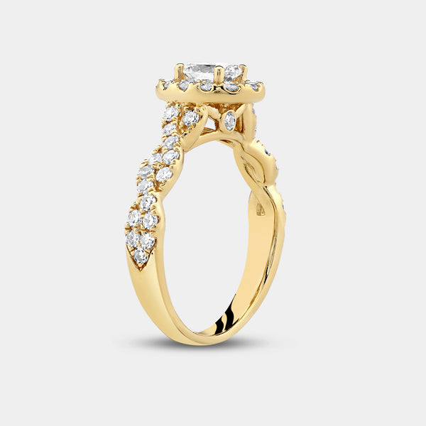 1 and 1/4 Carat Lab-Grown Oval-Shaped Halo Engagement Ring with a Braided Shank — GILDED New York