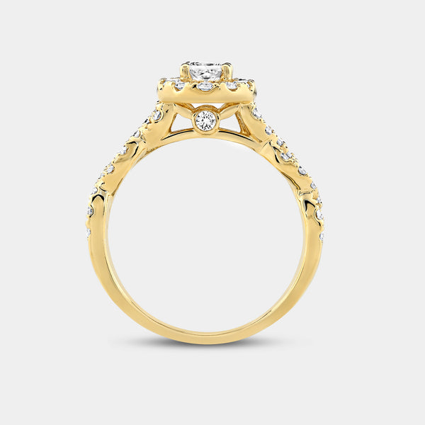 1 and 1/4 Carat Lab-Grown Oval-Shaped Halo Engagement Ring with a Braided Shank — GILDED New York