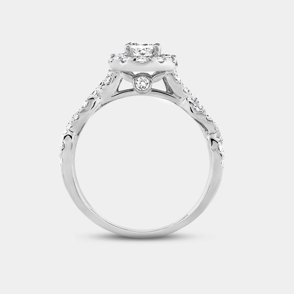 1 and 1/4 Carat Lab-Grown Oval-Shaped Halo Engagement Ring with a Braided Shank — GILDED New York