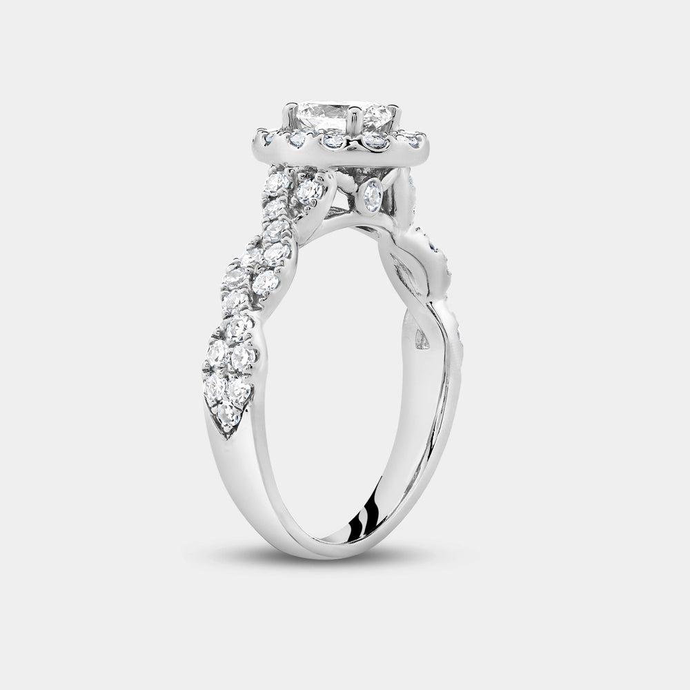 Gilded 1 and 1/4 Carat Lab-Grown Oval-Shaped Halo Engagement Ring with a Braided Shank