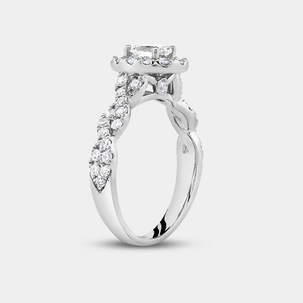 1 and 1/4 Carat Lab-Grown Oval-Shaped Halo Engagement Ring with a Braided Shank — GILDED New York