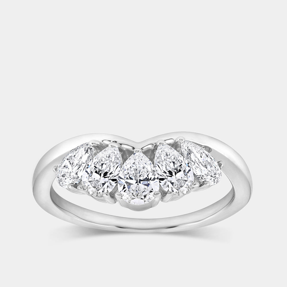 Gilded 1 Carat Lab-Grown Diamond Pear-Shaped Crown Wedding Band