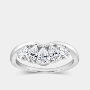 Gilded 1 Carat Lab-Grown Diamond Pear-Shaped Crown Wedding Band