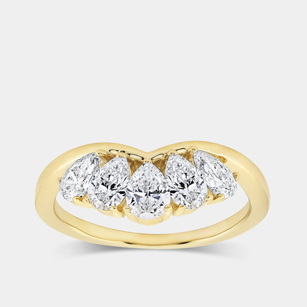 1 Carat Lab-Grown Diamond Pear-Shaped Crown Wedding Band — GILDED New York