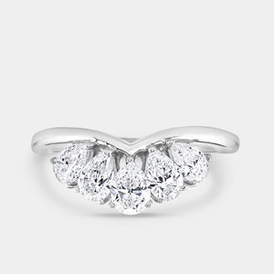 Gilded 1 Carat Lab-Grown Diamond Pear-Shaped Crown Wedding Band