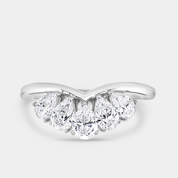 1 Carat Lab-Grown Diamond Pear-Shaped Crown Wedding Band — GILDED New York