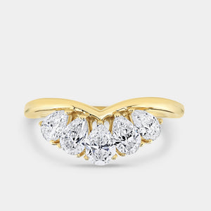 Gilded 1 Carat Lab-Grown Diamond Pear-Shaped Crown Wedding Band