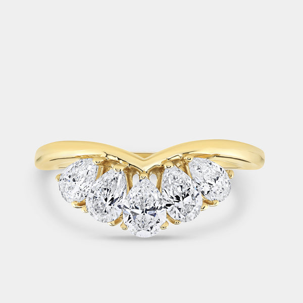 1 Carat Lab-Grown Diamond Pear-Shaped Crown Wedding Band — GILDED New York