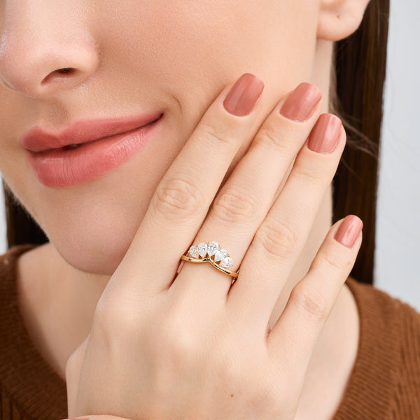 1 Carat Lab-Grown Diamond Pear-Shaped Crown Wedding Band — GILDED New York