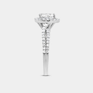 Gilded 1 Carat Lab-Grown Diamond Pear-Shaped Halo Engagement Ring with a Crossover Shank