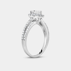 Gilded 1 Carat Lab-Grown Diamond Pear-Shaped Halo Engagement Ring with a Crossover Shank