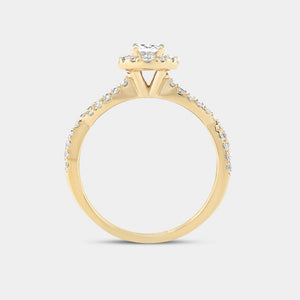 Gilded 1 Carat Lab-Grown Diamond Oval-Shaped Engagement Ring with a Crossover Shank