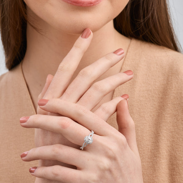1 Carat Lab-Grown Diamond Oval-Shaped Engagement Ring with a Crossover Shank — GILDED New York