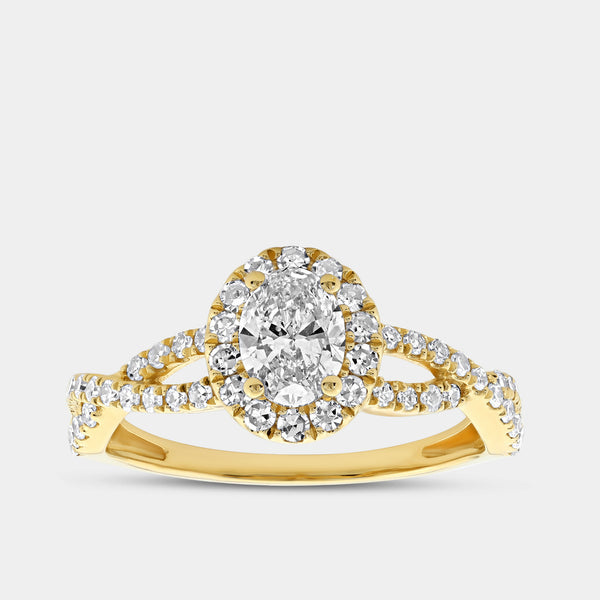 1 Carat Lab-Grown Diamond Oval-Shaped Engagement Ring with a Crossover Shank — GILDED New York