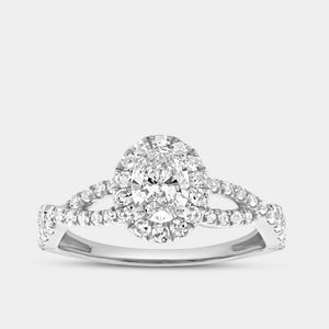 Gilded 1 Carat Lab-Grown Diamond Oval-Shaped Engagement Ring with a Crossover Shank