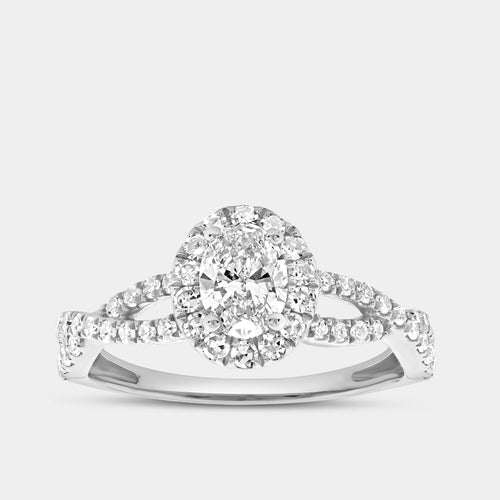 Gilded 1 Carat Lab-Grown Diamond Oval-Shaped Engagement Ring with a Crossover Shank