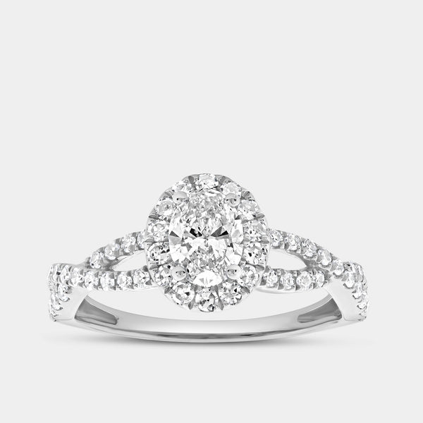 1 Carat Lab-Grown Diamond Oval-Shaped Engagement Ring with a Crossover Shank — GILDED New York