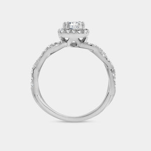 Gilded 1 Carat Lab-Grown Diamond Engagement Ring with a Round-Shaped Center, a Cushion Halo and a Braided Shank