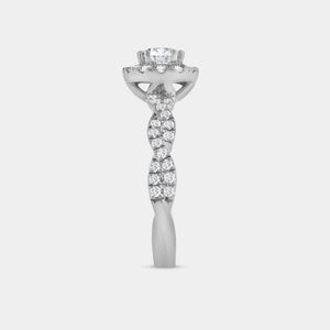 Gilded 1 Carat Lab-Grown Diamond Round-Shaped Halo Engagement Ring with a Braided Shank