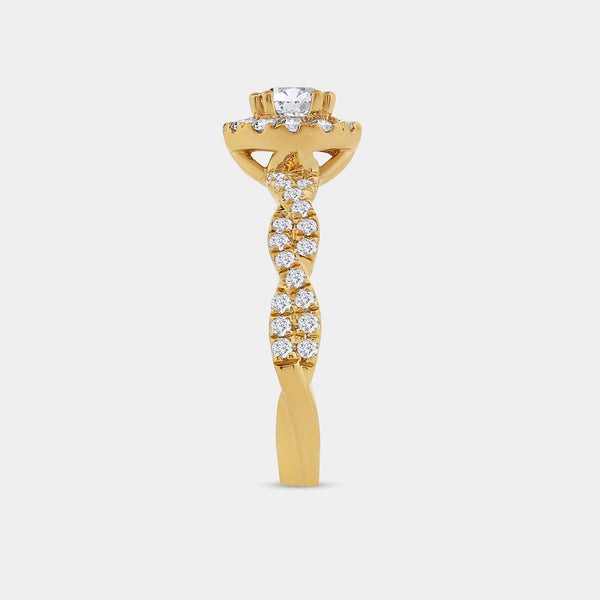 1 Carat Lab-Grown Diamond Round-Shaped Halo Engagement Ring with a Braided Shank — GILDED New York