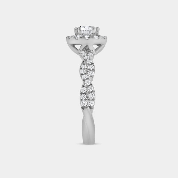 1 Carat Lab-Grown Diamond Round-Shaped Halo Engagement Ring with a Braided Shank — GILDED New York