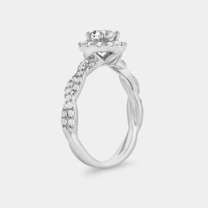 Gilded 1 Carat Lab-Grown Diamond Round-Shaped Halo Engagement Ring with a Braided Shank