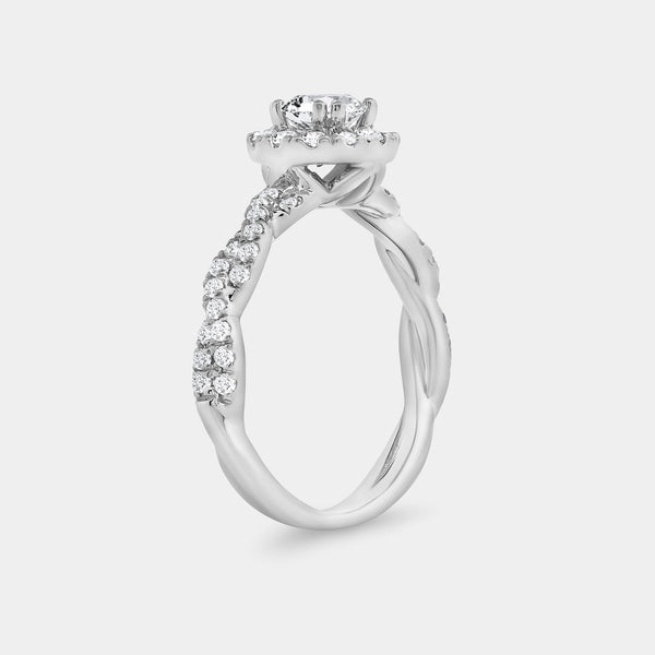 1 Carat Lab-Grown Diamond Round-Shaped Halo Engagement Ring with a Braided Shank — GILDED New York