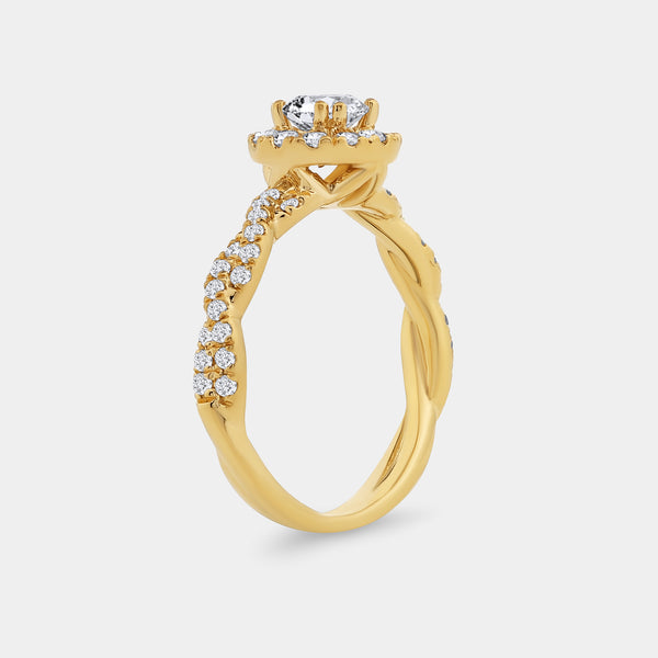 1 Carat Lab-Grown Diamond Round-Shaped Halo Engagement Ring with a Braided Shank — GILDED New York