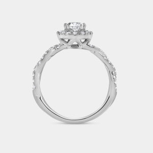 Gilded 1 Carat Lab-Grown Diamond Round-Shaped Halo Engagement Ring with a Braided Shank